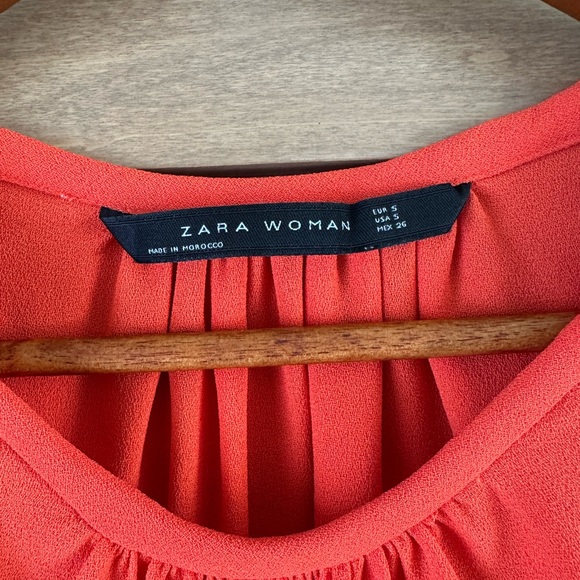 ZARA Orange Butterfly Sleeve Blouse size‎ Small - Picture 5 of 10